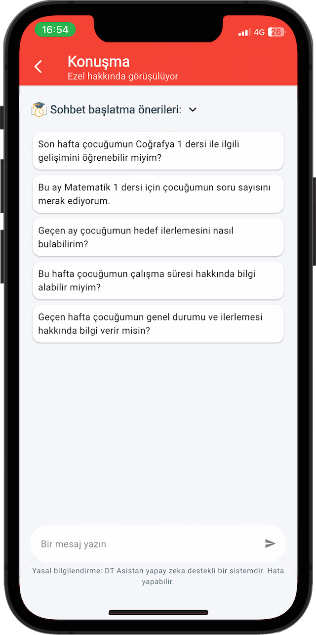 Sohbet başlatma önerileri